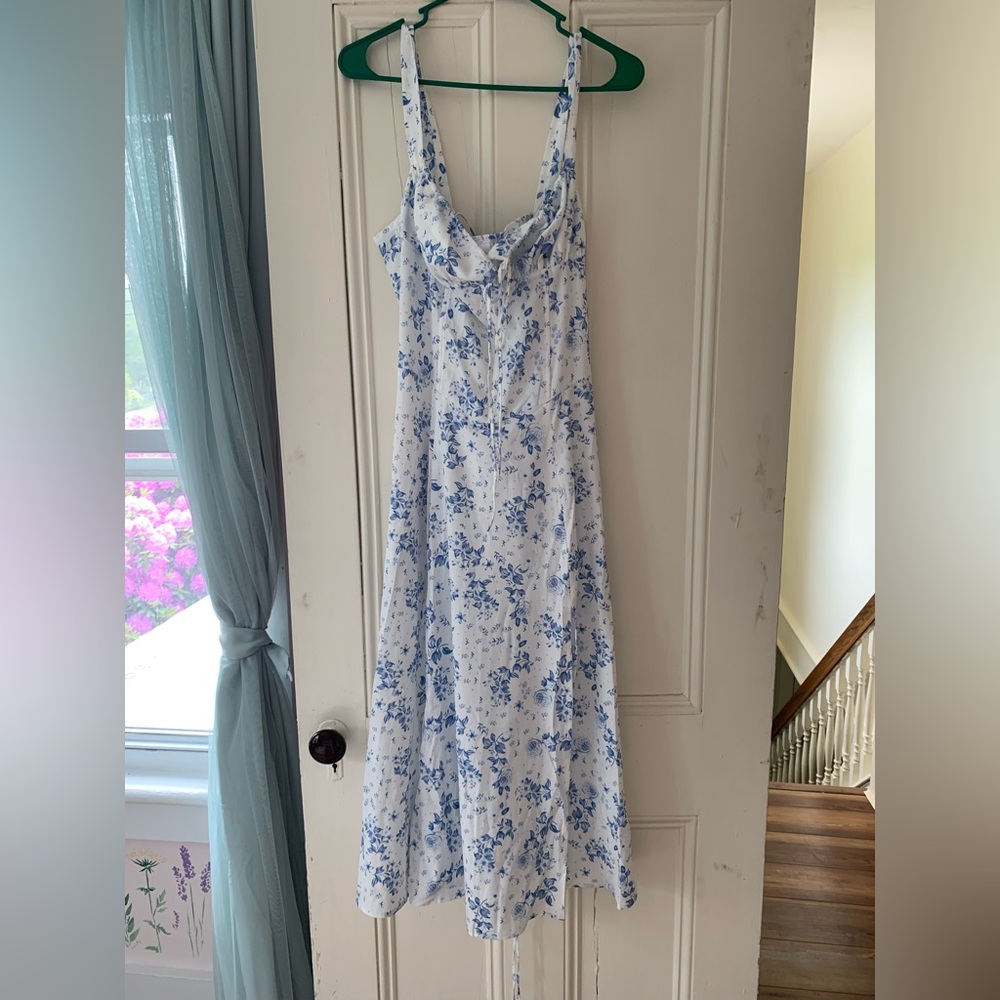 Floral Blue and White Dress
